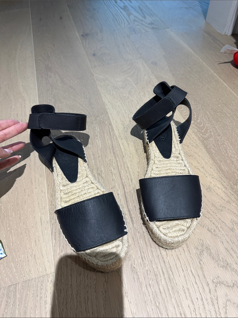 Vince Black Espadrille Ankle-Wrap Sandals